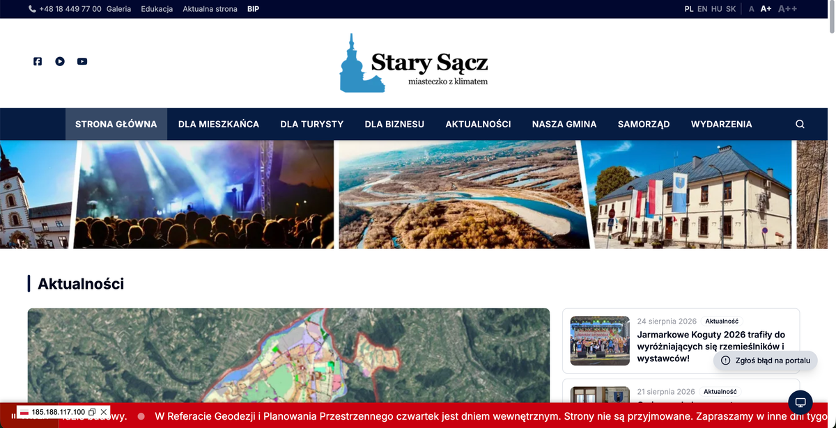 Strona glowna portalu Miasta i Gminy Stary Sacz